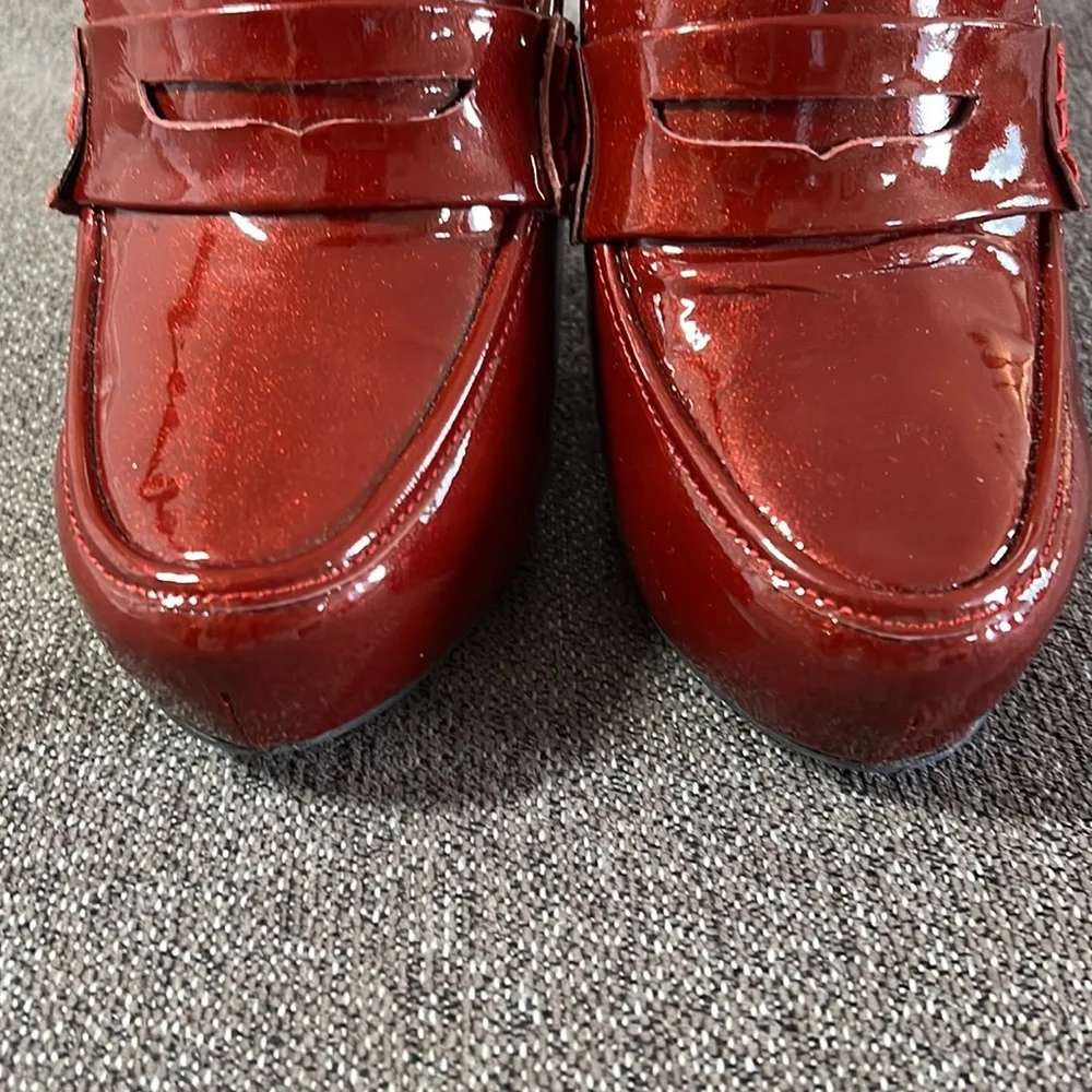 Me Too loafer heels glittery patent red leather - Picture 8 of 10